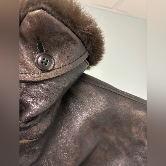 John Varvatos TommyLeather Bomber with Removable Shearling Collar Small - Picture 16 of 16